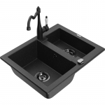 K&ouml;&ouml;givalamu koos kraaniga Mexen Carlos, graniit, 58.2 cm x 47.5 cm x 17.7 cm, metallic black/silver+black