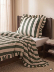Voodipesukomplekt Homla Basic Tiffany 245646, valge v./roheline v., 50 x 60 cm, 140 x 200 cm, 2 os.