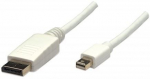Juhe Manhattan Mini Displayport to Displayport Displayport, Mini display port male, 2 m, valge v.