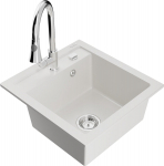 K&ouml;&ouml;givalamu koos kraaniga Mexen Vito, graniit, 49 cm x 52 cm x 21 cm, valge/h&otilde;be