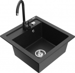 K&ouml;&ouml;givalamu koos kraaniga Mexen Vito, vaik/graniit, 49 cm x 52 cm x 21 cm, metallic black/silver+black