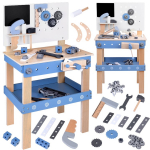 Laste t&ouml;&ouml;riistakomplekt, meistri t&ouml;&ouml;laud, sinine/pruun