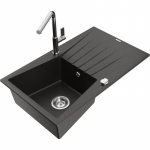 K&ouml;&ouml;givalamu koos kraaniga Mexen Cesar, graniit, 77.5 cm x 47 cm x 19 cm, metallic black/gold+chrome