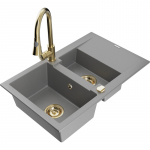 K&ouml;&ouml;givalamu koos kraaniga Mexen Gaspar, graniit, 73.7 cm x 47.5 cm x 17.7 cm, grey+gold v.