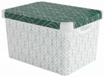 Kaanega hoiukarp, esemete hoidmiseks Curver Deco Stockholm, valge v./roheline v., 39.5 x 29.5 x 23.5 cm