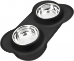 Statiiv koos kaussidega koera jaoks Pet Nova Double, 0.4 l, 14 cm x 14 cm x 3.5 cm, 2 tk, h&otilde;be v./must v.