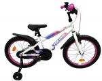 Lisaratastega laste jalgratas, laste Volare Lily 51839, valge v./roosa v./violetne v., 18"