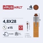 Isekeermestavad kruvid Haushalt, 4.8 mm x 28 mm, 15 tk