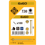 Puidukruvi, universaalsed Forte Tools TX30, 6 x 60 mm, kollane v., 100 tk