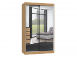 Riidekapp IGA 120, tamm v., 120 cm x 61 cm x 200 cm, peegliga