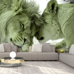 Fototapeet Artgeist Lion Tenderness (Green), 70 cm x 100 cm