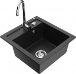 K&ouml;&ouml;givalamu koos kraaniga Mexen Vito, vaik/graniit, 49 cm x 52 cm x 21 cm, metallic black/silver+chrome