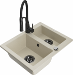 K&ouml;&ouml;givalamu koos kraaniga Mexen Carlos Beige+Black, graniit, 58 cm x 47 cm x 17.7 cm, beige+black