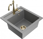 K&ouml;&ouml;givalamu koos kraaniga Mexen Vito Grey+Gold, graniit, 49 cm x 52 cm x 21 cm, kuldne/hall