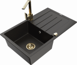 K&ouml;&ouml;givalamu koos kraaniga Mexen Bruno, vaik/graniit, 79.5 cm x 49.5 cm x 20 cm, kuldne/must