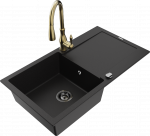 K&ouml;&ouml;givalamu koos kraaniga Mexen Leo, vaik/graniit, 80 cm x 50 cm x 19 cm, must