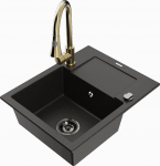 K&ouml;&ouml;givalamu koos kraaniga Mexen Enzo, graniit, 57.6 cm x 46.5 cm x 17.4 cm, kuldne/must