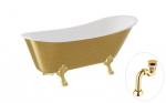 Vann, teisaldatav Besco Olaya Glam, 160 cm x 67 cm x 68 cm, ovaalne, kuldne/valge