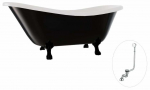 Vann, teisaldatav Besco Otylia B&W, 170 cm x 77 cm x 68.5 cm, ovaalne, valge/must