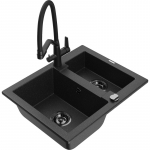 K&ouml;&ouml;givalamu koos kraaniga Mexen Carlos, graniit, 58.2 cm x 47.5 cm x 17.7 cm, metallic black/silver+black