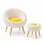 Tugitool koos jalatoega Hanah Home Lida, valge v./kollane v., 42 cm x 75 cm x 100 cm
