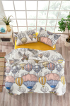 Voodipesukomplekt Mijolnir Cappadocia Fitted 670TBH1102, valge v./roosa v./hall v., 50 x 70 cm, 160 x 220 cm, 3 os.