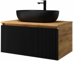 Vannitoakapp valamuga Riva SA800F-GB, matt must v./gold craft oak v., 50 cm x 80 cm x 40 cm