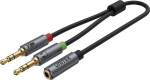 Juhe Unitek 3.5mm x 2 / 3.5mm Jack 3.5 female, Jack 3.5 x 2, 0.2 m, must v.