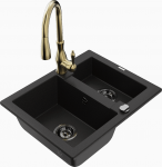 K&ouml;&ouml;givalamu koos kraaniga Mexen Carlos Savita, vaik/graniit, 58.2 cm x 47.5 cm x 17.7 cm, kuldne/must