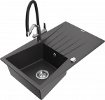 K&ouml;&ouml;givalamu koos kraaniga Mexen Cesar Duo, graniit, 77.5 cm x 47 cm x 20 cm, must/kroom