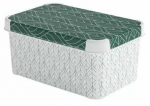 Kaanega hoiukarp, esemete hoidmiseks Curver Deco Stockholm, valge v./roheline v., 29.5 x 19.5 x 13.5 cm