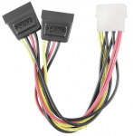 Adapter Qoltec 4 pin Molex, SATA 15 pin female x2, 0.2 m
