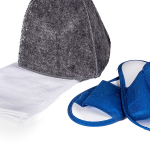 Saunakomplekt, linane/akr&uuml;&uuml;l, 20 x 30 cm, valge/hall