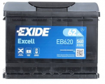 Aku Exide Excell EB620, 12 V, 62 Ah, 540 A