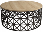 Kohvilaud Kalune Design Selin Metal Ferforje, must v./pruun v./hele pruun v., 90 cm x 90 cm x 38 cm
