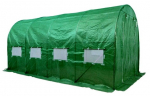 Akendega kaarjas kasvuhoone 002956, pol&uuml;vin&uuml;&uuml;lkloriid (pvc), 6 x 3 m, roheline v.
