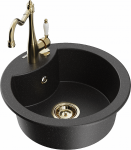 K&ouml;&ouml;givalamu koos kraaniga Mexen Diego, pol&uuml;resiin/graniit, 48.8 cm x 48.8 cm x 16.7 cm, kuldne/h&otilde;be/must