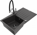 K&ouml;&ouml;givalamu koos kraaniga Mexen Cesar Duo, graniit, 77.5 cm x 47 cm x 20 cm, h&otilde;be/must