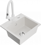 K&ouml;&ouml;givalamu koos kraaniga Mexen Milo Elia, graniit, 43.5 cm x 41 cm x 17.1 cm, valge