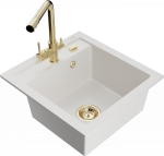 K&ouml;&ouml;givalamu koos kraaniga Mexen Vito, messing/keraamiline/vaik, 52 cm x 49 cm x 21 cm, kuldne/valge