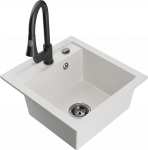 K&ouml;&ouml;givalamu koos kraaniga Mexen Vito, graniit, 49 cm x 52 cm x 21 cm, valge/must/kroom