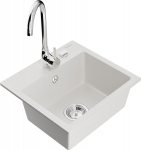 K&ouml;&ouml;givalamu koos kraaniga Mexen Milo, vaik/graniit, 43.5 cm x 41 cm x 17.1 cm, valge