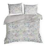 Voodipesukomplekt Julia D91, valge v./sinine v./hall v., 70 x 80 cm, 200 x 220 cm