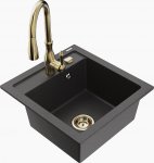 K&ouml;&ouml;givalamu koos kraaniga Mexen Vito Savita, graniit, 52 cm x 49 cm x 21 cm, kuldne/must