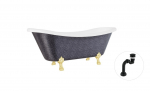 Vann, teisaldatav Besco Amelia Glam, 190 cm x 77 cm x 69 cm, ovaalne, kuldne/must