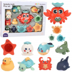 Vannitoa m&auml;nguasjade komplekt Lean Toys Splashy, mitmev&auml;rviline, 12 tk