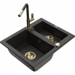 K&ouml;&ouml;givalamu koos kraaniga Mexen Carlos, graniit, 58.2 cm x 47.5 cm x 17.7 cm, metallic black/gold+black/gold v.