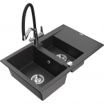 K&ouml;&ouml;givalamu koos kraaniga Mexen Gaspar, graniit, 73.7 cm x 47.5 cm x 17.7 cm, black granite+black/chrome v.