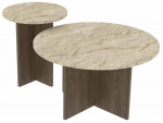 Kohvilaudade komplekt Kalune Design Private, p&auml;hklipuu v./pruun v./travertine v., 40 - 70 cm x 70 cm x 40 - 47 cm, 2 tk