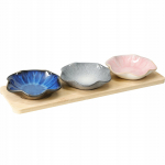 Serveerimiskomplekt Secret de Gourmet, 32.5 cm x 10 cm x 3.1 cm, sinine v./pruun v./roosa v., portselan /bambus